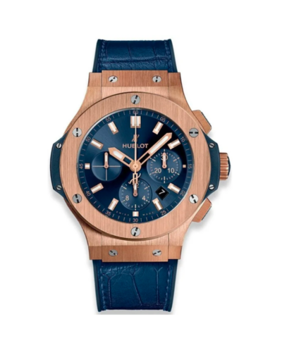 Reduced Super Clone Hublot Big Bang Gold Blue Leather Strap