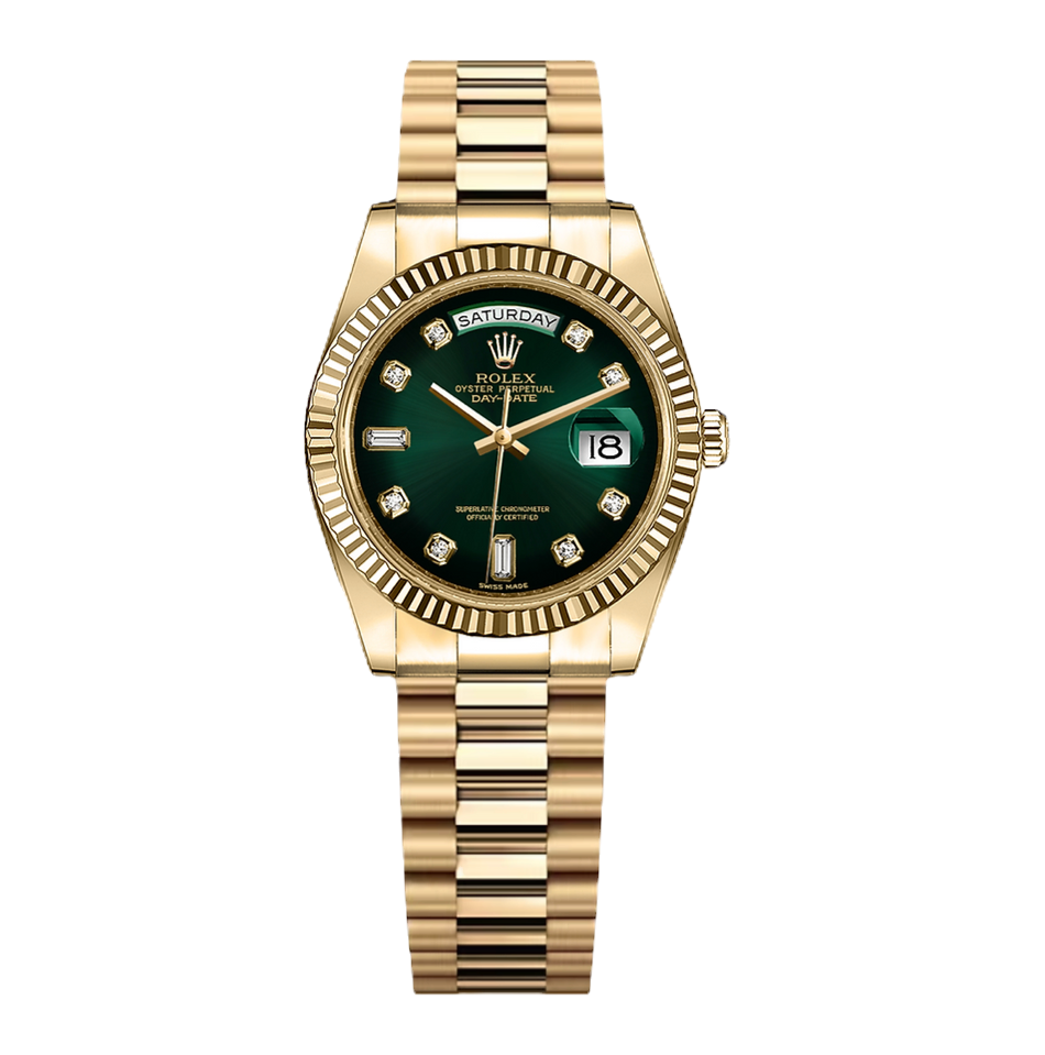 Reduced Super Clone Rolex Day-Date Gold Green Dial