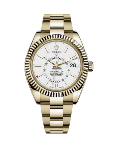 Super Clone Rolex Sky-Dweller Gold White Dial
