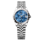 Super Clone Rolex ,Azzuro Blue, Floral Motif Set With Diamons , 31 mm