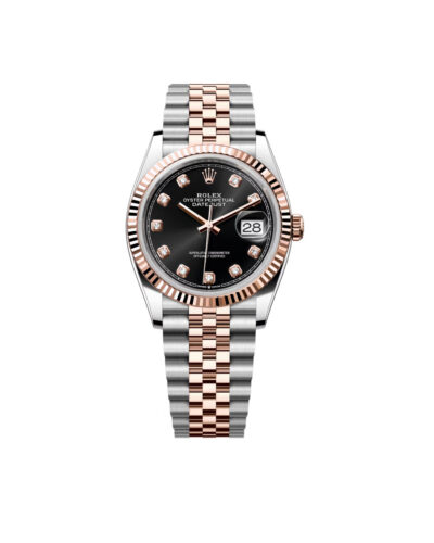 Super Clone Rolex Datejust 31mm Black Diamond Dial Rose Gold Jubilee