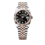 Super Clone Rolex Datejust 31mm Black Diamond Dial Rose Gold Jubilee