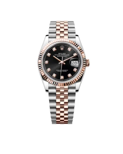 Super Clone Rolex Datejust 31mm Black Diamond Dial Rose Gold Jubilee