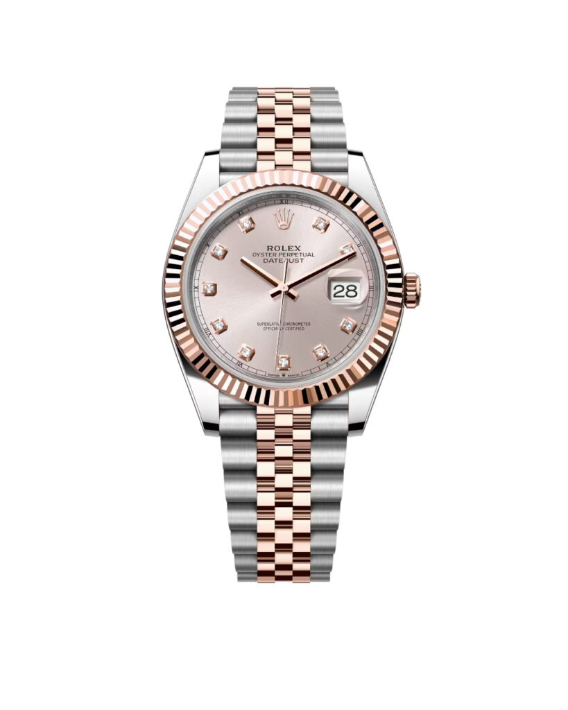 Super Clone Rolex Datejust 36mm Sundust Diamond Dial Rose Gold Fluted Jubilee