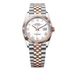 Super Clone Rolex Datejust 36mm White Dial Rose Gold Fluted Bezel Jubilee