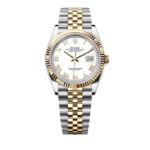 Super Clone Rolex Datejust 36mm White Dial Yellow Gold Fluted Bezel Jubilee