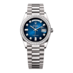 Super Clone Rolex Day-Date, Diamond Bezel, Blue Dial