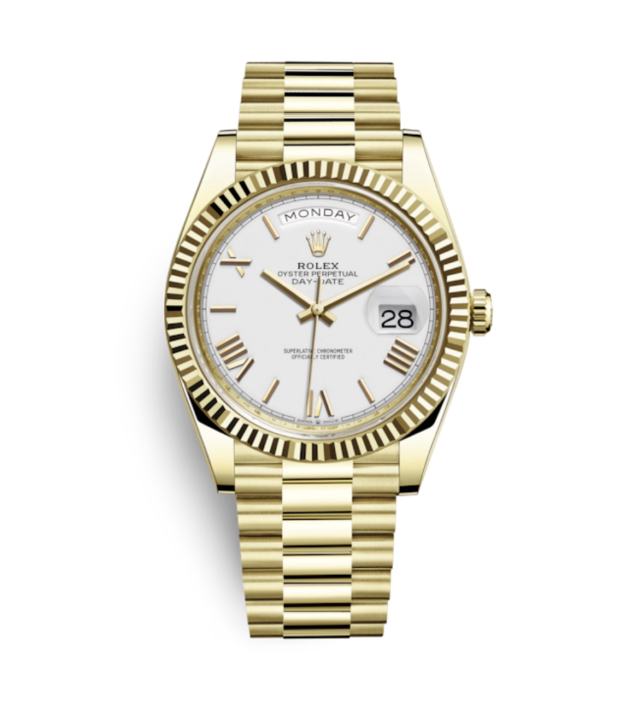 Super Clone Rolex Day-Date Gold – White Dial
