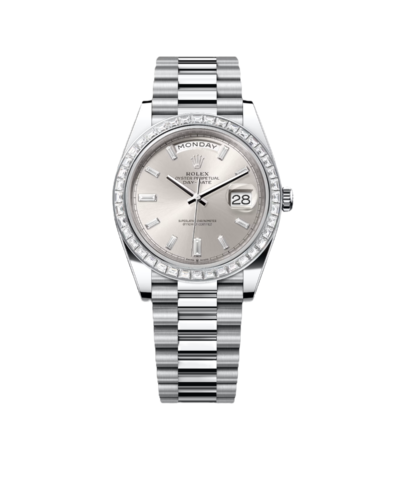 Super Clone Rolex Day-Date -Silver set with Diamonds
