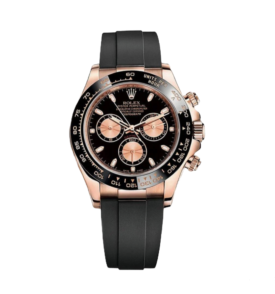 Super Clone Rolex Daytona Rose Black Dial Oysterflex