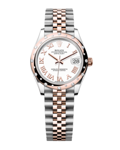 Super Clone Rolex , Everose Gold With Diamons , 31 mm, White Dial