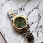 Super Clone Rolex , Olive Green, Datejust , 31 mm ,Oystersteel and  Yellow Gold
