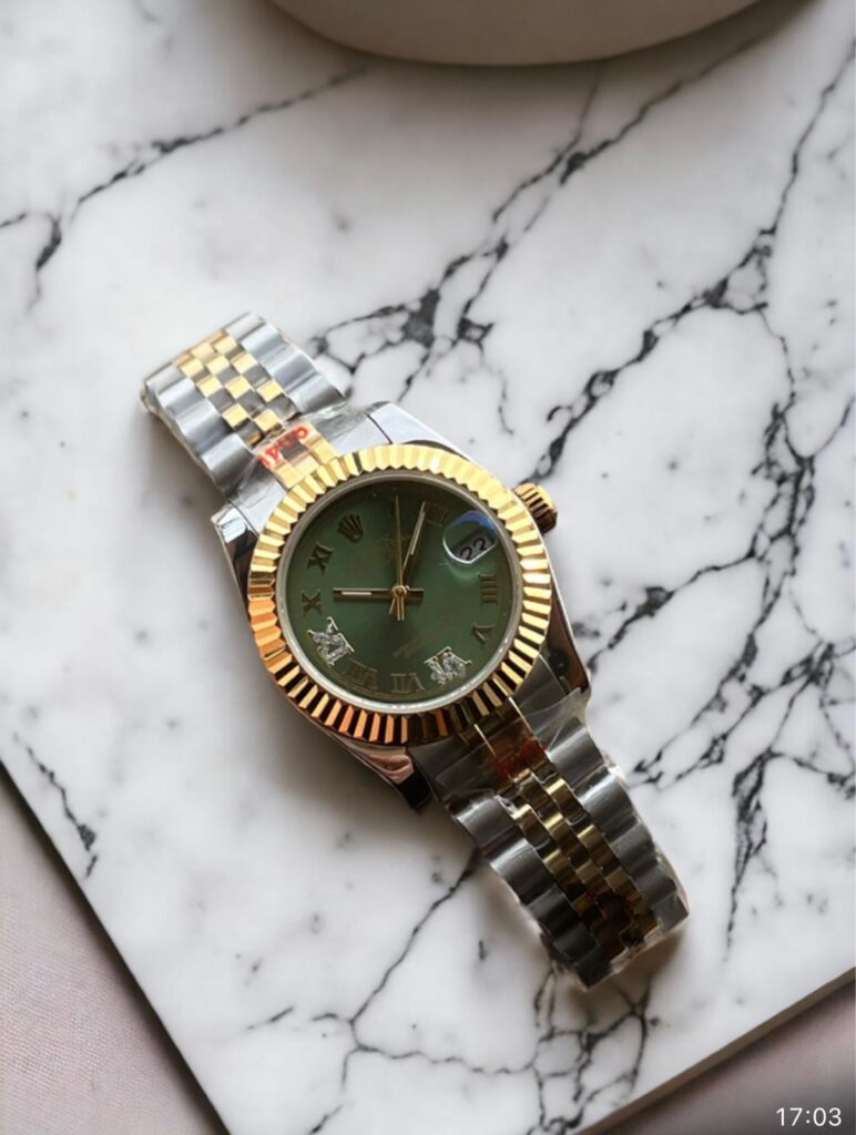 Super Clone Rolex , Olive Green, Datejust , 31 mm ,Oystersteel and  Yellow Gold
