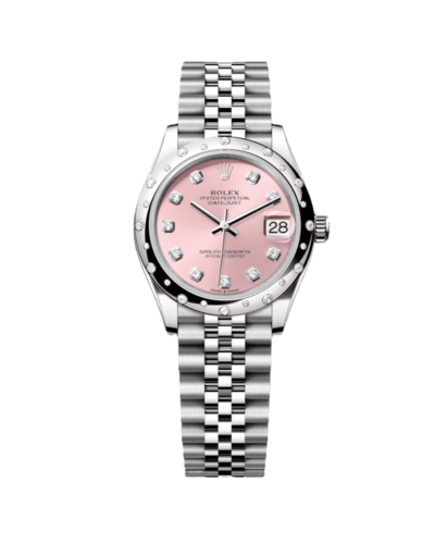Super Clone Rolex Oyster, Pink ,31 mm, Oystersteel White Gold and Diamonds Dial