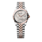 Super Clone Rolex , Silver, Floral Motif Set With Diamons , 31 mm