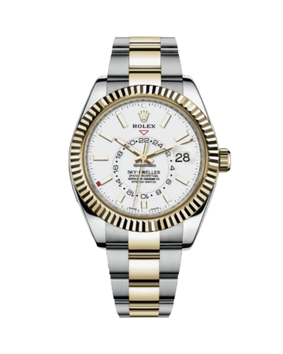 Super Clone Rolex Sky-Dweller Bi-Colour White Dial