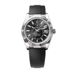 Super Clone Rolex Sky-Dweller Black Dial Oysterflex