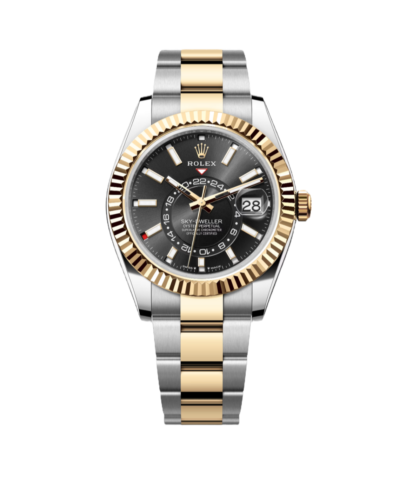 Super Clone Rolex Sky – Dweller, Oyster , Black And Yellow Gold