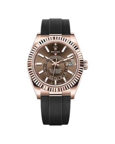 Super Clone Rolex Sky-Dweller Rose Gold Chocolate Dial