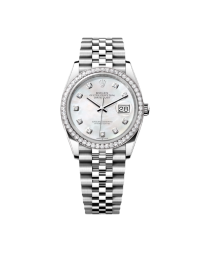 Super Clone Rolex ,White Mother-of-Pearl Set With Diamonds , 31 mm