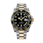 Super Clone Rolex GMT Master II Gold Steel Black Dial