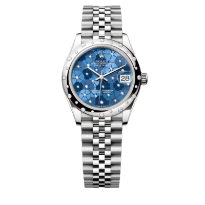 Super Clone Rolex ,Azzuro Blue, Floral Motif Set With Diamonds , 31 mm — Image 2