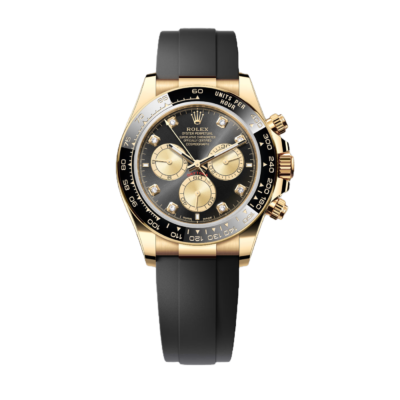 Super Clone Rolex Cosmograph Daytona Black And With Diamonds, Yellow Gold