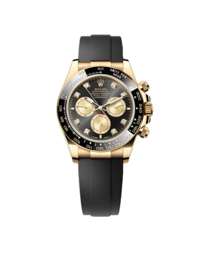 Super Clone Rolex Cosmograph Daytona Black And With Diamonds, Yellow Gold