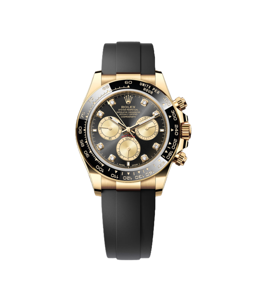 Super Clone Rolex Cosmograph Daytona Black And With Diamonds, Yellow Gold