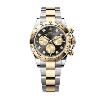 Super Clone Rolex Cosmograph Daytona, Black, Diamonds, Yellow Gold