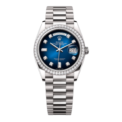 Super Clone Rolex Day-Date, Diamond Bezel, Blue Dial