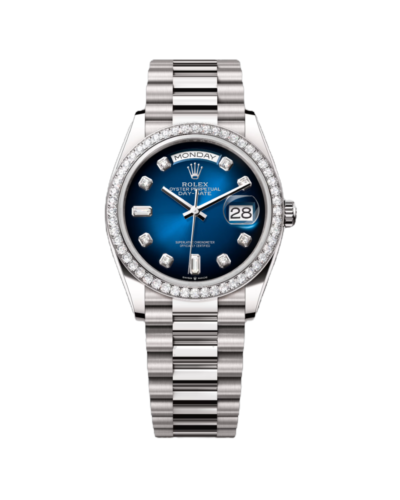 Super Clone Rolex Day-Date, Diamond Bezel, Blue Dial