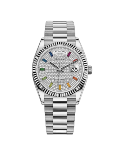 Super Clone Rolex Day-Date Silver  – Rainbow Dial