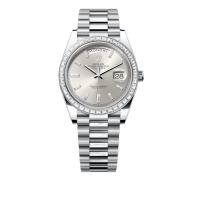 Super Clone Rolex Day-Date -Silver set with Diamonds