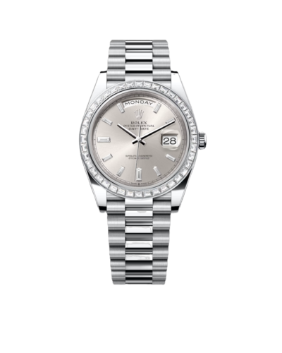 Super Clone Rolex Day-Date -Silver set with Diamonds