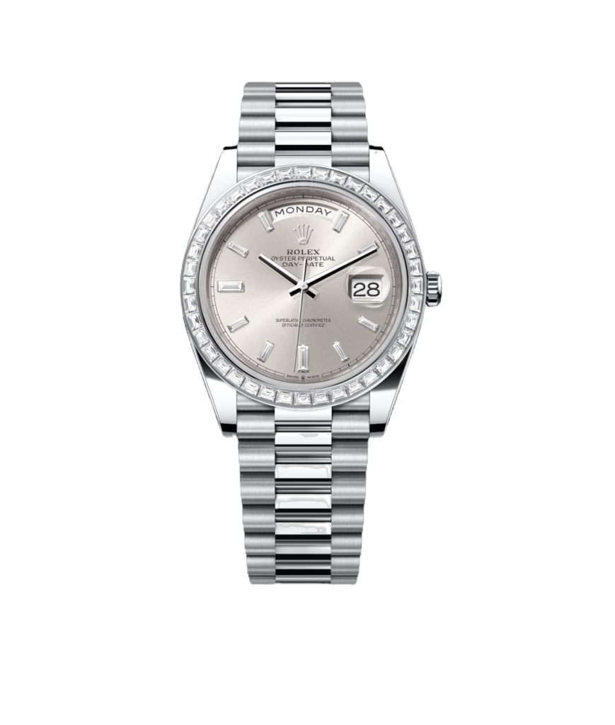Super Clone Rolex Day-Date -Silver set with Diamonds