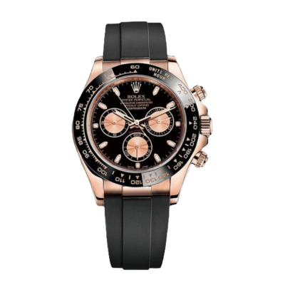 Super Clone Rolex Daytona Rose Black Dial Oysterflex