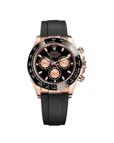 Super Clone Rolex Daytona Rose Black Dial Oysterflex