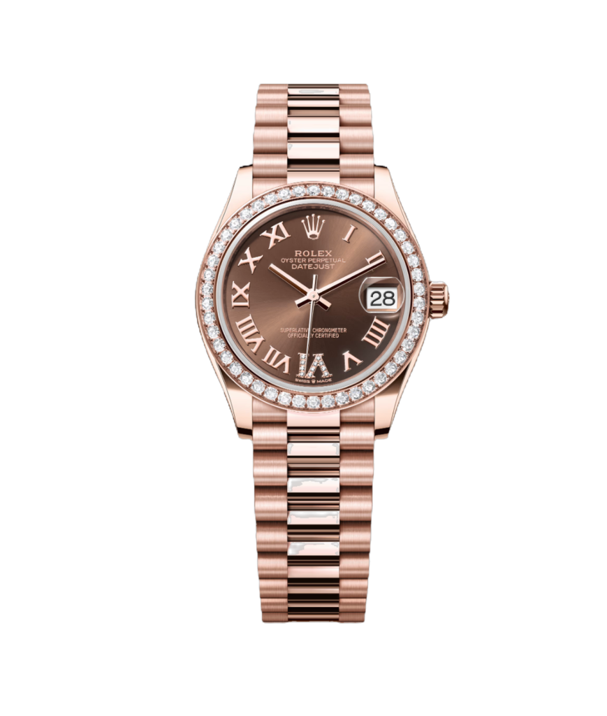 Super Clone Rolex ,Oyster, 31 mm, Everose Gold And Diamonds