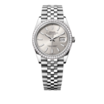 Super Clone Rolex ,Oystersteel, Silver, White Gold and Diamonds , 31 mm