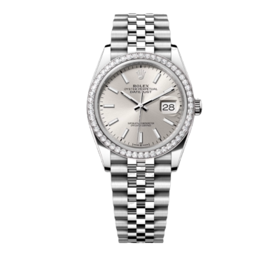 Super Clone Rolex ,Oystersteel, Silver, White Gold and Diamonds , 31 mm