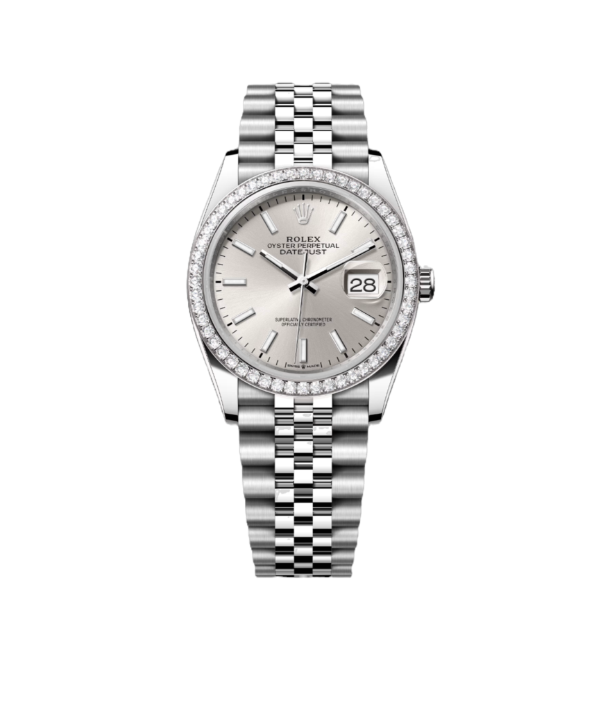 Super Clone Rolex ,Oystersteel, Silver, White Gold and Diamonds , 31 mm