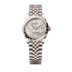 Super Clone Rolex , Silver, Floral Motif Set With Diamons , 31 mm