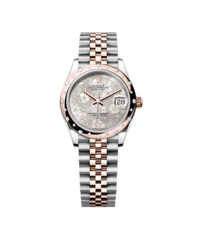 Super Clone Rolex , Silver, Floral Motif Set With Diamons , 31 mm