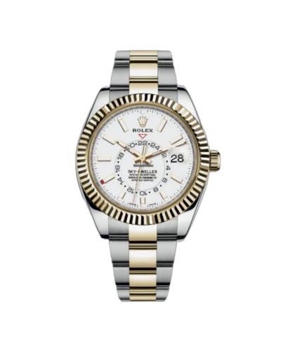 Super Clone Rolex Sky-Dweller Bi-Colour White Dial