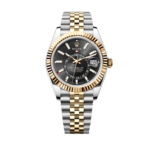 Super Clone Rolex Sky - Dweller, Black And Yellow Gold, Jubilee