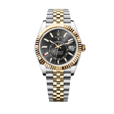 Super Clone Rolex Sky - Dweller, Black And Yellow Gold, Jubilee