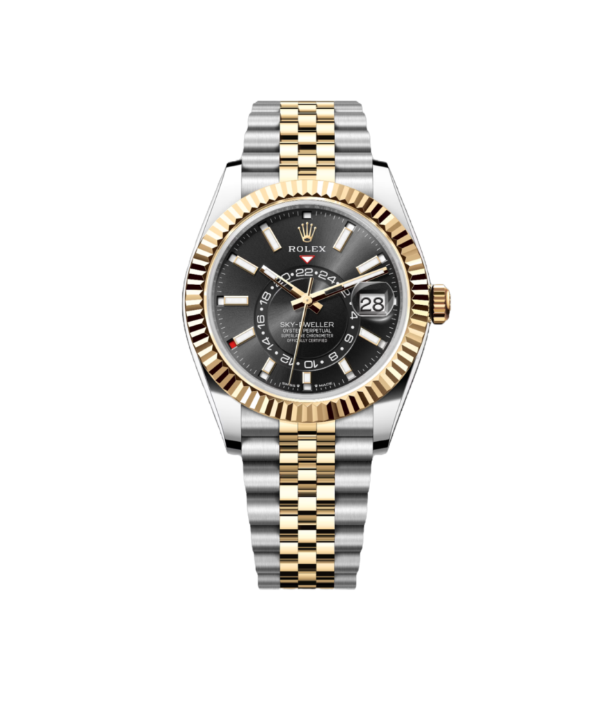 Super Clone Rolex Sky - Dweller, Black And Yellow Gold, Jubilee