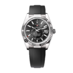 Super Clone Rolex Sky-Dweller Black Dial Oysterflex