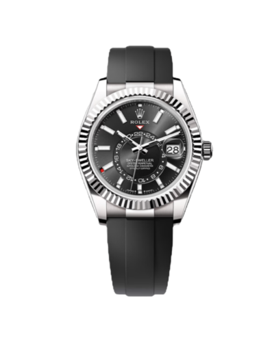 Super Clone Rolex Sky-Dweller Black Dial Oysterflex